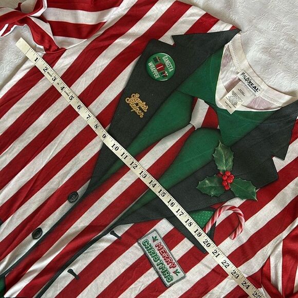 Faux Real Mans Striped Suit and Tie Ugly Christmas Sweater Tshirt Size XL - Picture 5 of 11